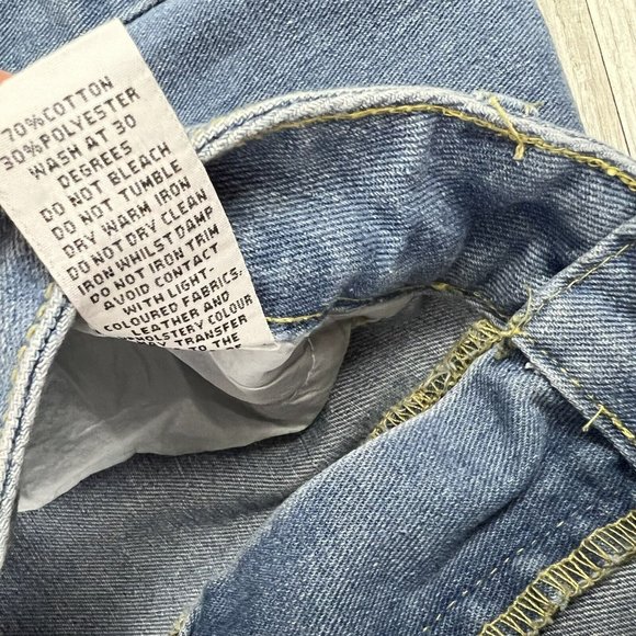 Nasty Gal US Size 8 High Rise Blue Distressed Straight Leg Boyfriend Jeans - Picture 3 of 7